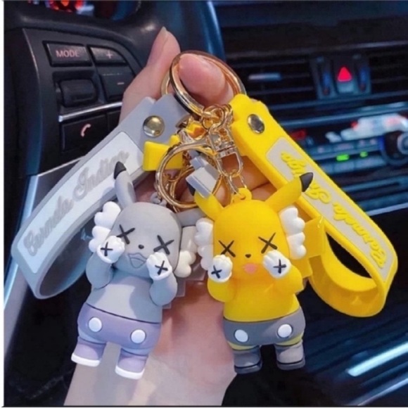 Pikachu Gray key ring Key Chain bag Charm Key fob  pendant New Cute In S… - Picture 2 of 10